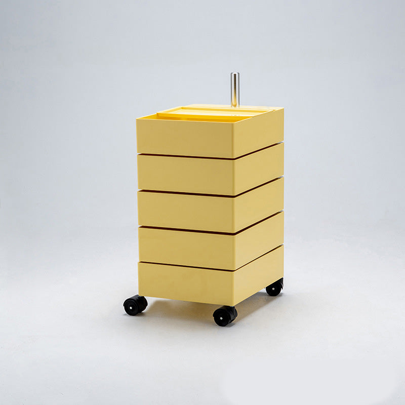 Modern Colored 5 - Drawer Plastic Nightstand Or End Table with Casters