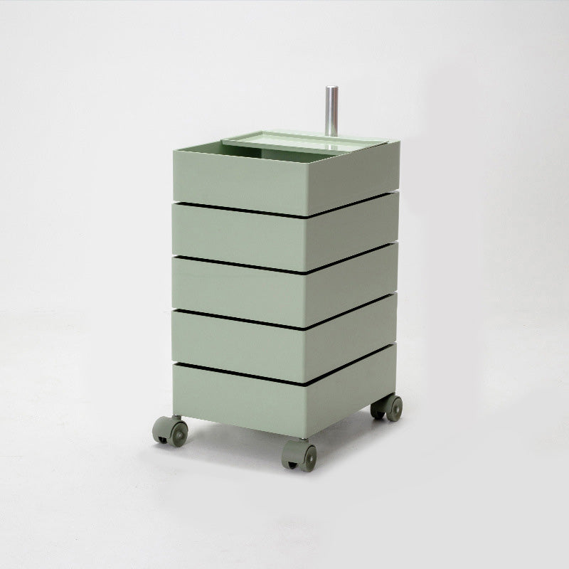 Modern Colored 5 - Drawer Plastic Nightstand Or End Table with Casters