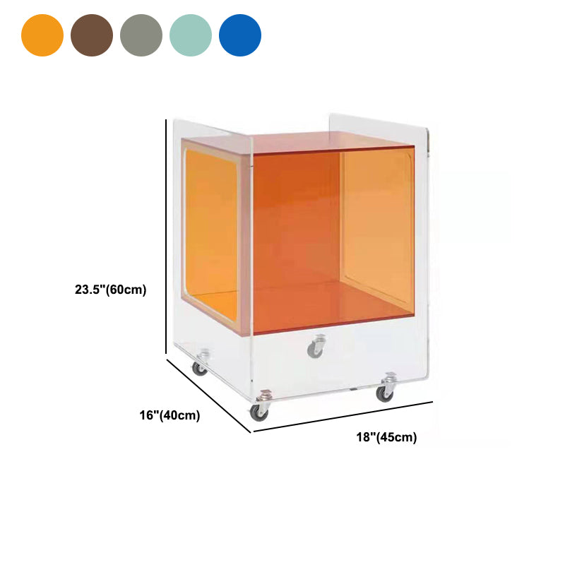 21.65"/23.62" Tall 1 - Shelf Nightstand Acrylic with Casters Night Stand