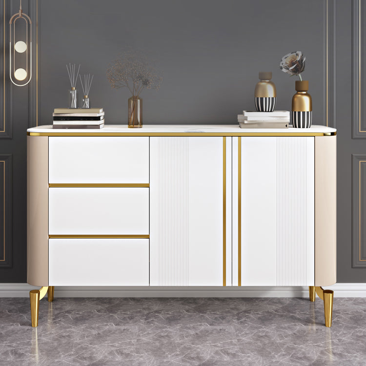 Glam Sideboard Stone Top Sideboard with 1-door for Living Room