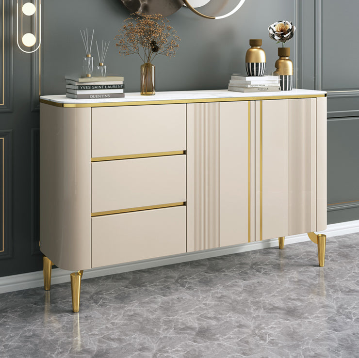 Glam Sideboard Stone Top Sideboard with 1-door for Living Room