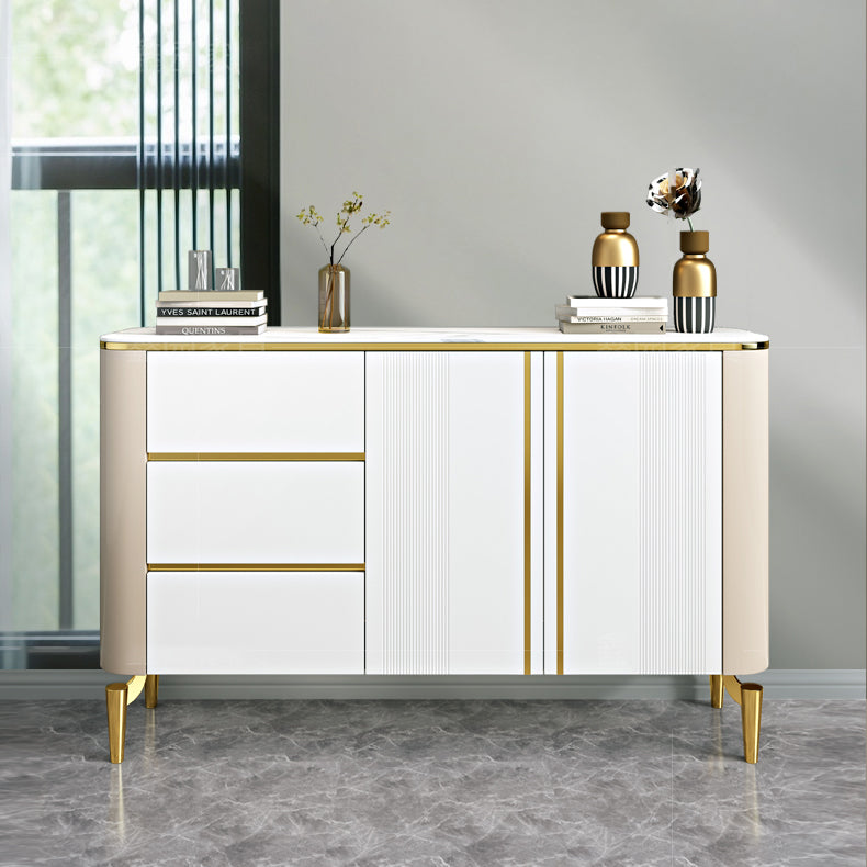 Glam Sideboard Stone Top Sideboard with 1-door for Living Room