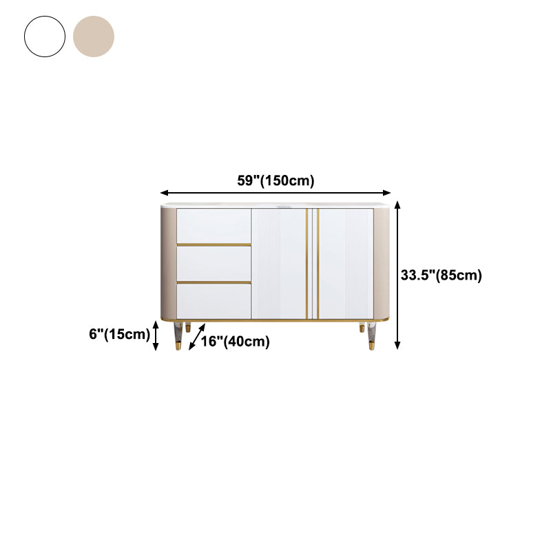 Glam Sideboard Stone Top Sideboard with 1-door for Living Room