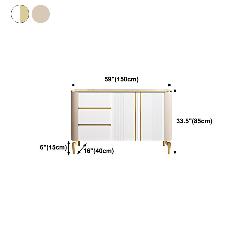 Glam Sideboard Stone Top Sideboard with 1-door for Living Room