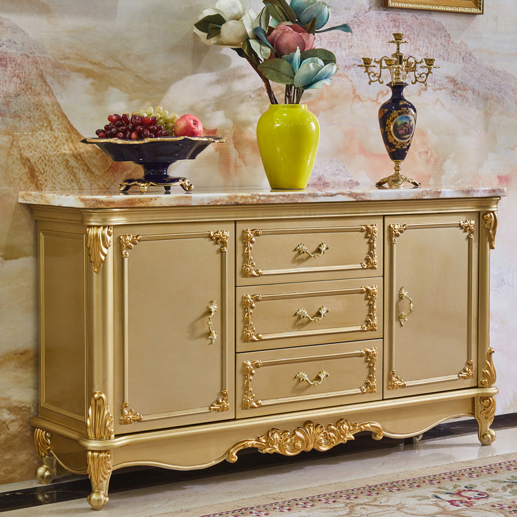 Glam Sideboard Gold Solid Wood Sideboard with 2-door for Living Room