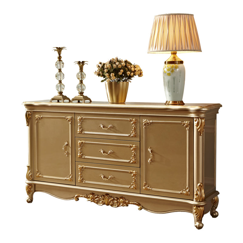 Glam Sideboard Gold Solid Wood Sideboard with 2-door for Living Room