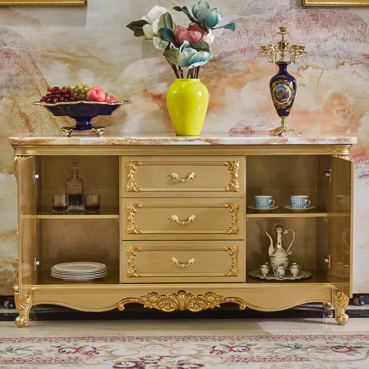 Glam Sideboard Gold Solid Wood Sideboard with 2-door for Living Room