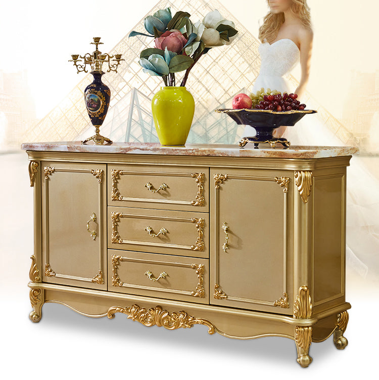 Glam Sideboard Gold Solid Wood Sideboard with 2-door for Living Room