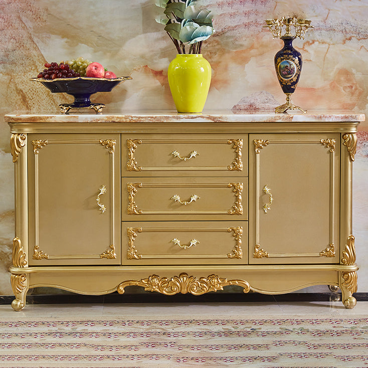 Glam Sideboard Gold Solid Wood Sideboard with 2-door for Living Room