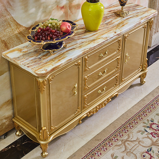 Glam Sideboard Gold Solid Wood Sideboard with 2-door for Living Room