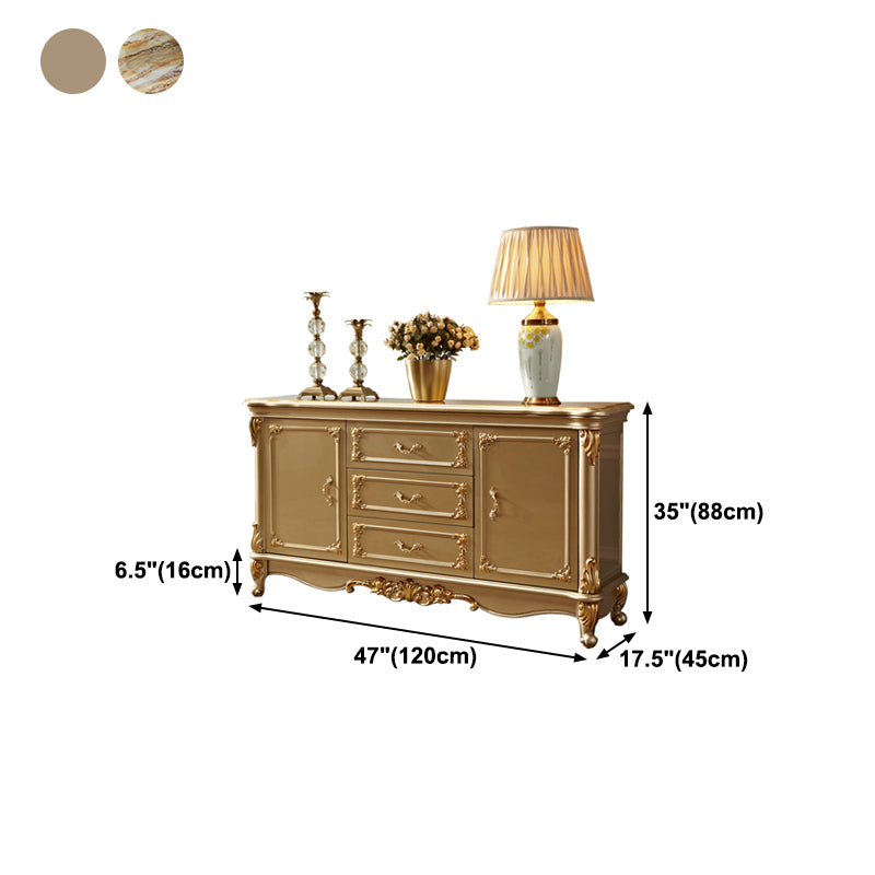 Glam Sideboard Gold Solid Wood Sideboard with 2-door for Living Room