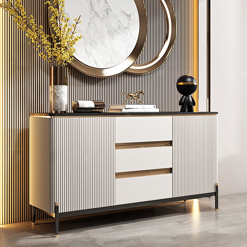 2-door Glam Sideboard Stone Top Sideboard with Drawer and Dooe for Living Room