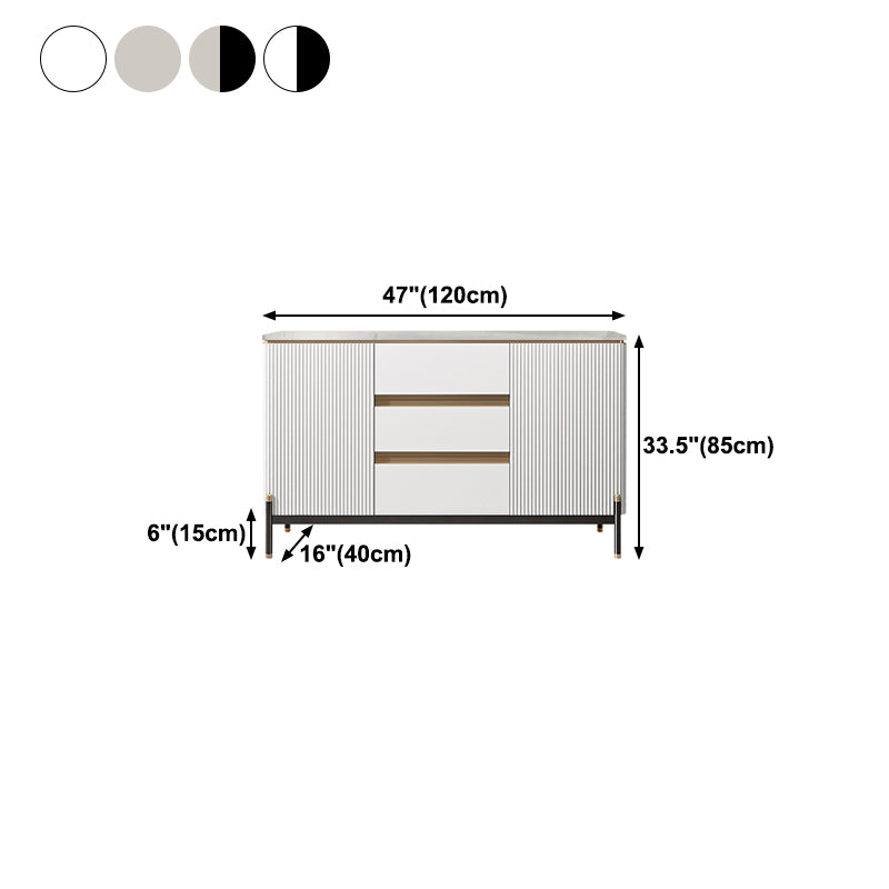 2-door Glam Sideboard Stone Top Sideboard with Drawer and Dooe for Living Room