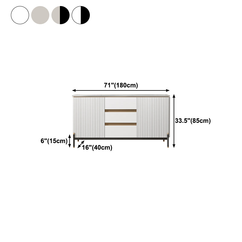 2-door Glam Sideboard Stone Top Sideboard with Drawer and Dooe for Living Room