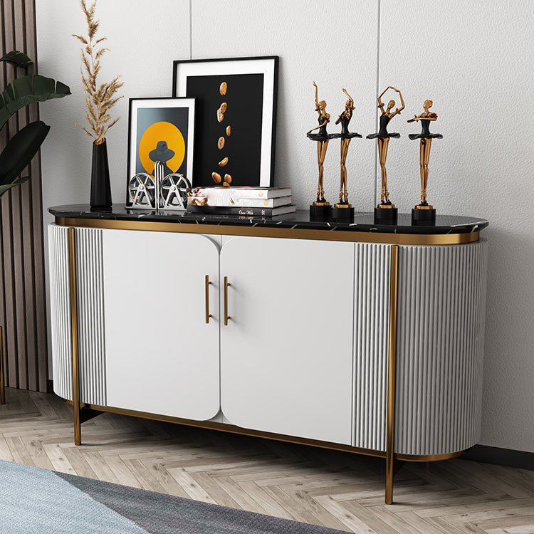 Stone Top Sideboard Glam Sideboard with Door for Living Room