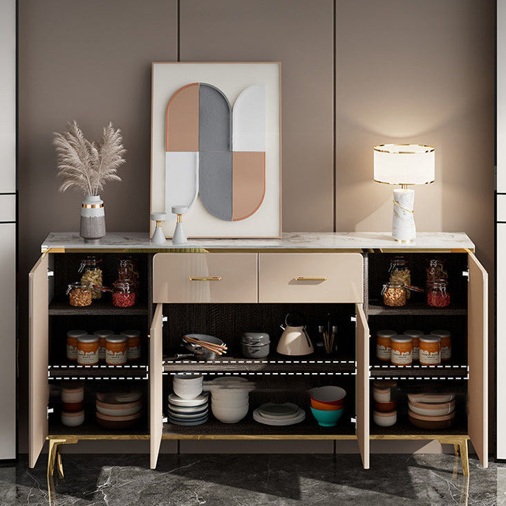 Glam Stone Sideboard Adjustable Shelves Kitchen Dining Room Sideboard