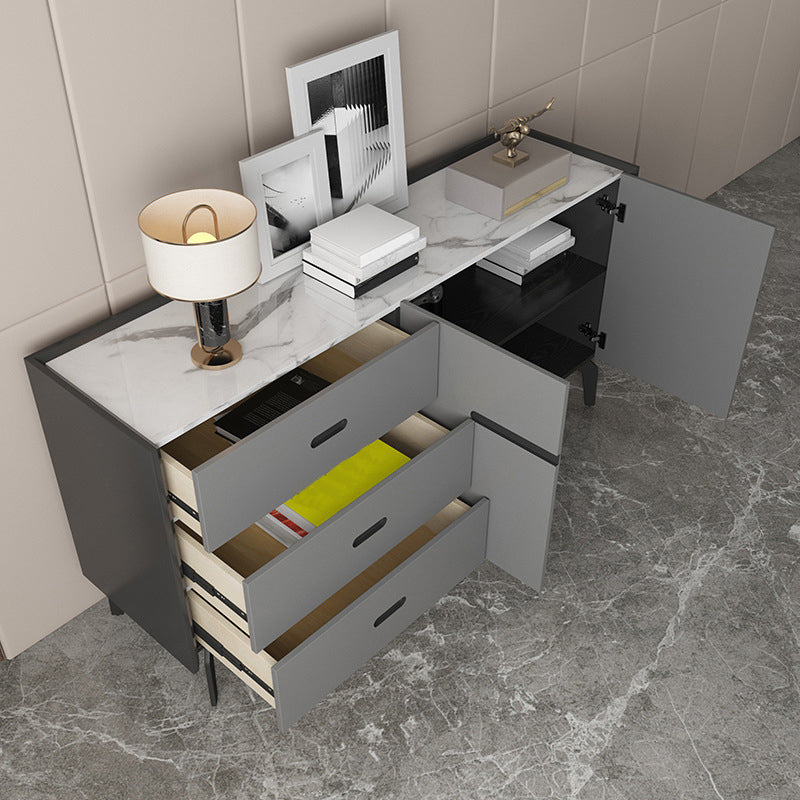 Modern Stone Top Sideboard Table 3-Drawer Sideboard for Kitchen