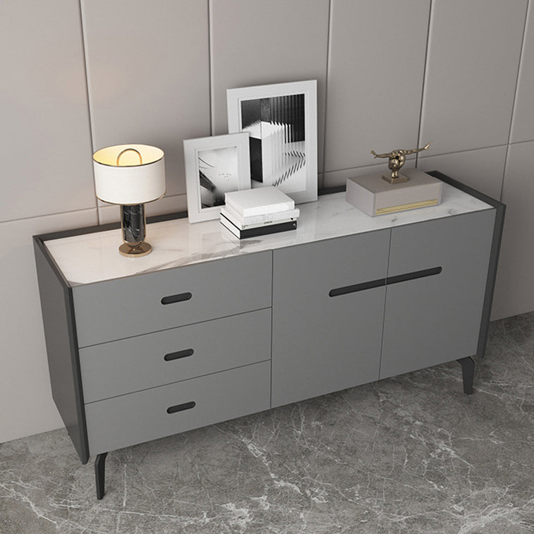 Modern Stone Top Sideboard Table 3-Drawer Sideboard for Kitchen