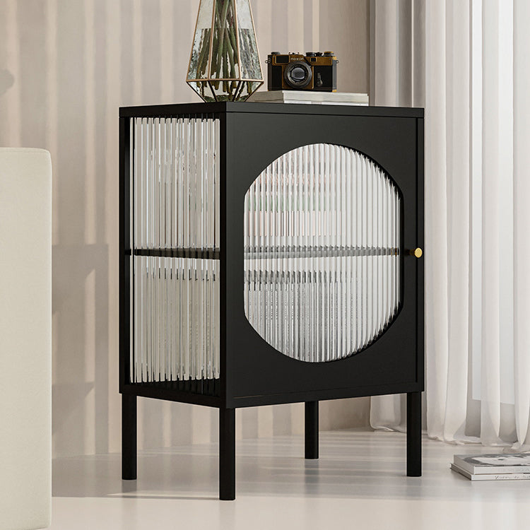 Glass Door Iron Sideboard Modern Server Cabinet with Storage for Living Room Dining Room