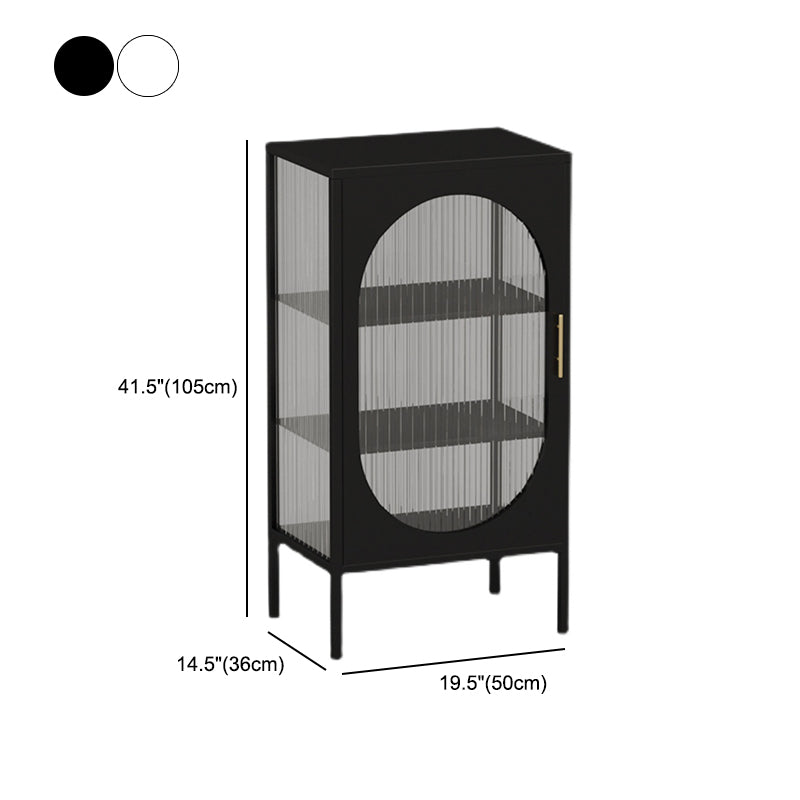 Glass Door Iron Sideboard Modern Server Cabinet with Storage for Living Room Dining Room