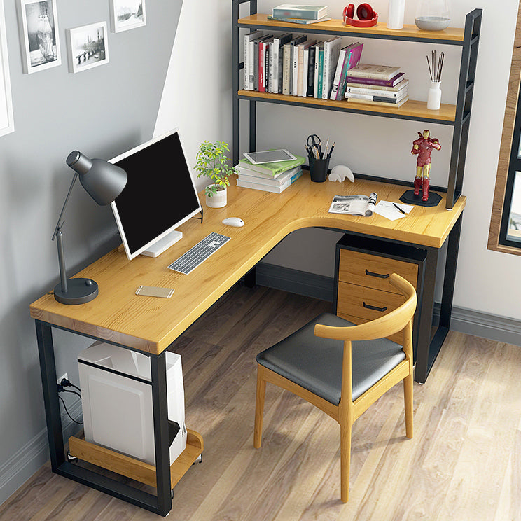 L-Shape Home Writing Desk Industrial Style Solid Wood Office Desk without Cabinet