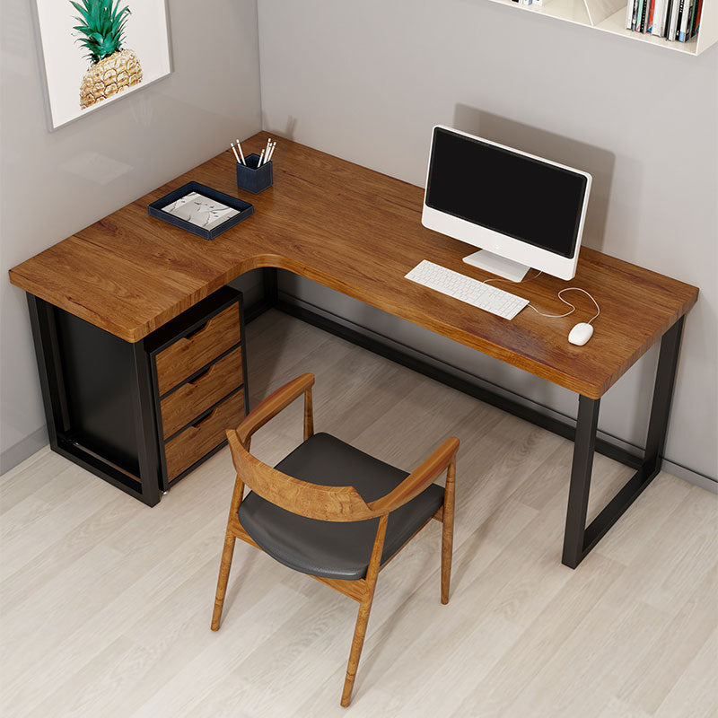 L-Shape Home Writing Desk Industrial Style Solid Wood Office Desk without Cabinet