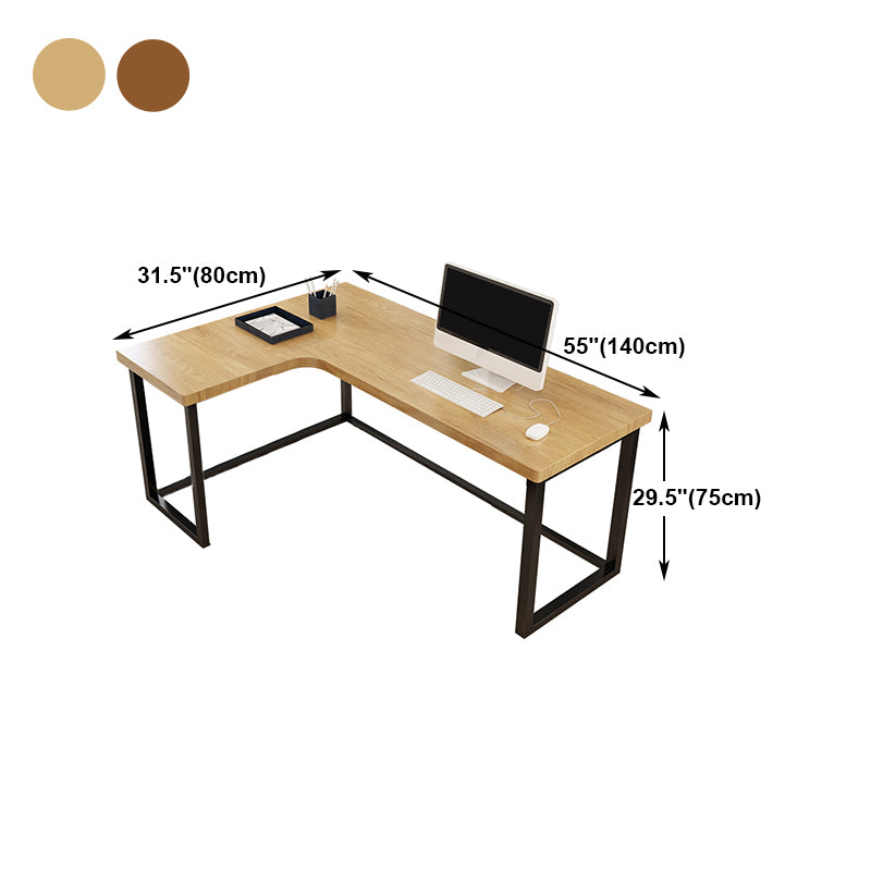 L-Shape Home Writing Desk Industrial Style Solid Wood Office Desk without Cabinet