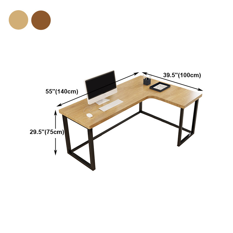 L-Shape Home Writing Desk Industrial Style Solid Wood Office Desk without Cabinet