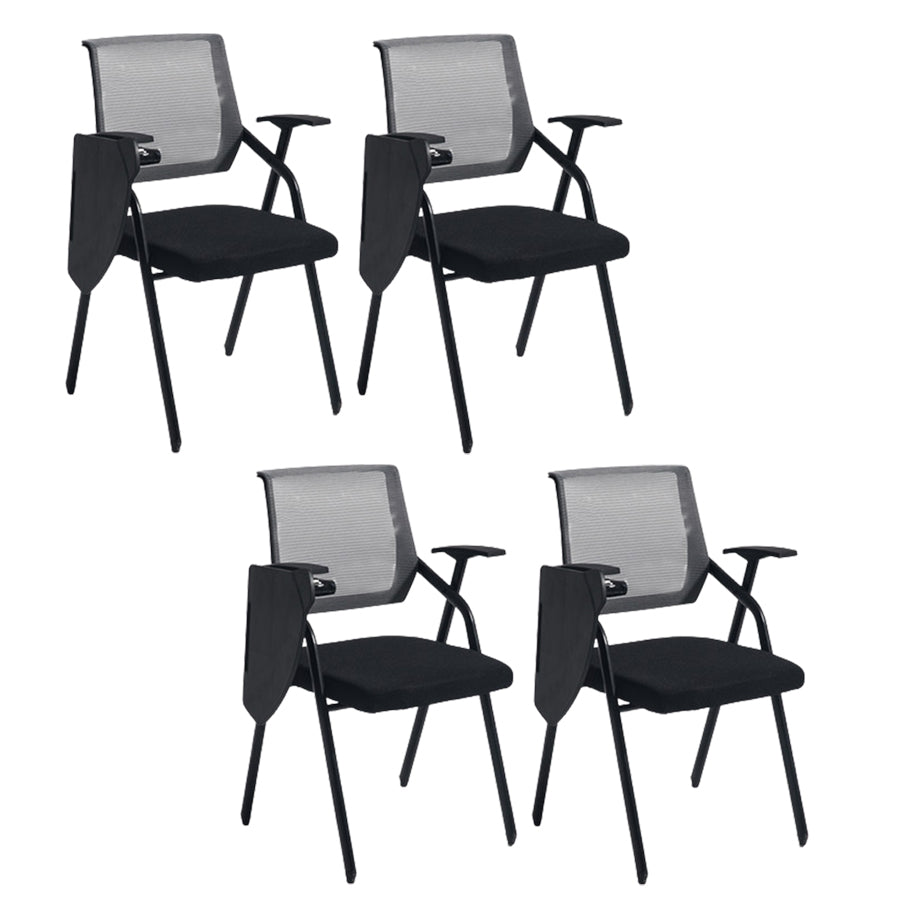 Steel Frame Folding Conference Chair Black Cotton Seat Chair with Fixed Arms