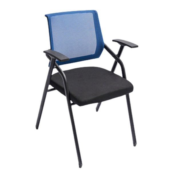 Steel Frame Folding Conference Chair Black Cotton Seat Chair with Fixed Arms