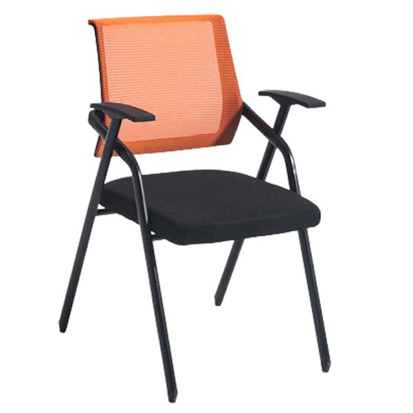 Steel Frame Folding Conference Chair Black Cotton Seat Chair with Fixed Arms