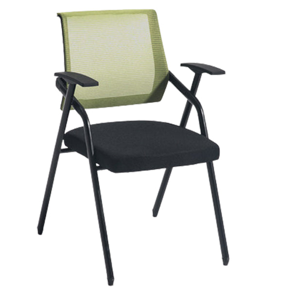 Steel Frame Folding Conference Chair Black Cotton Seat Chair with Fixed Arms