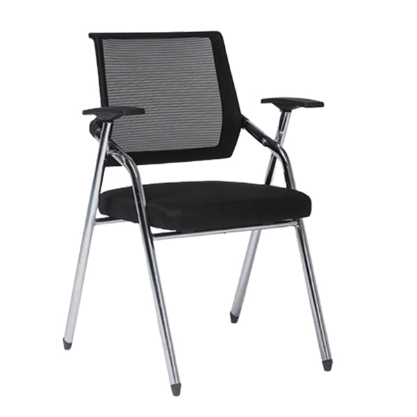 Steel Frame Folding Conference Chair Black Cotton Seat Chair with Fixed Arms