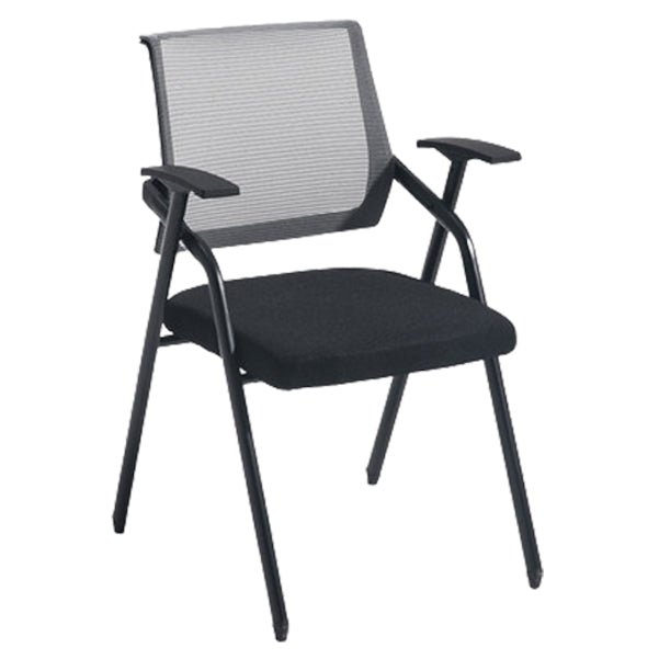 Steel Frame Folding Conference Chair Black Cotton Seat Chair with Fixed Arms