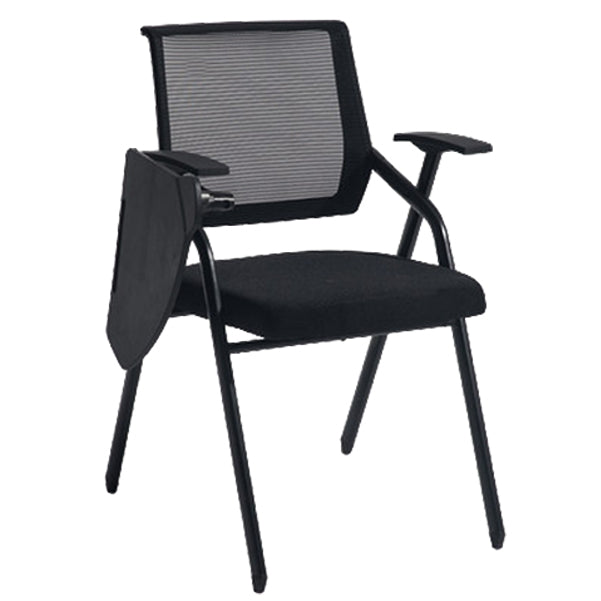 Steel Frame Folding Conference Chair Black Cotton Seat Chair with Fixed Arms