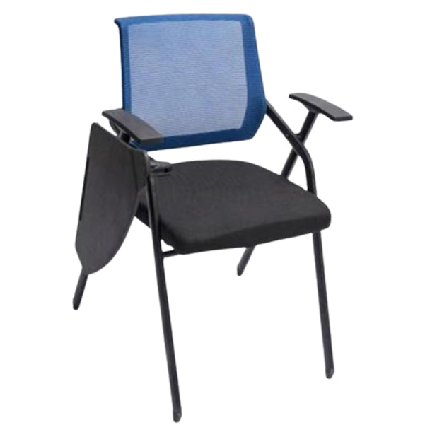 Steel Frame Folding Conference Chair Black Cotton Seat Chair with Fixed Arms