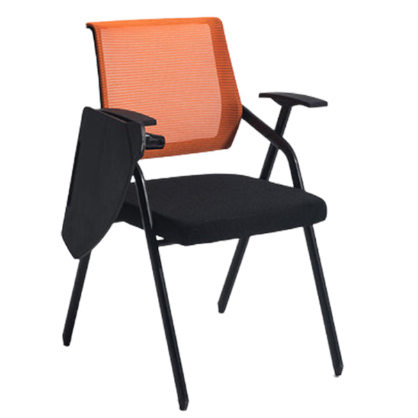 Steel Frame Folding Conference Chair Black Cotton Seat Chair with Fixed Arms