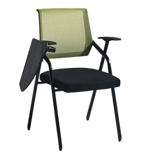 Steel Frame Folding Conference Chair Black Cotton Seat Chair with Fixed Arms