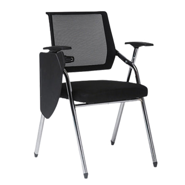 Steel Frame Folding Conference Chair Black Cotton Seat Chair with Fixed Arms