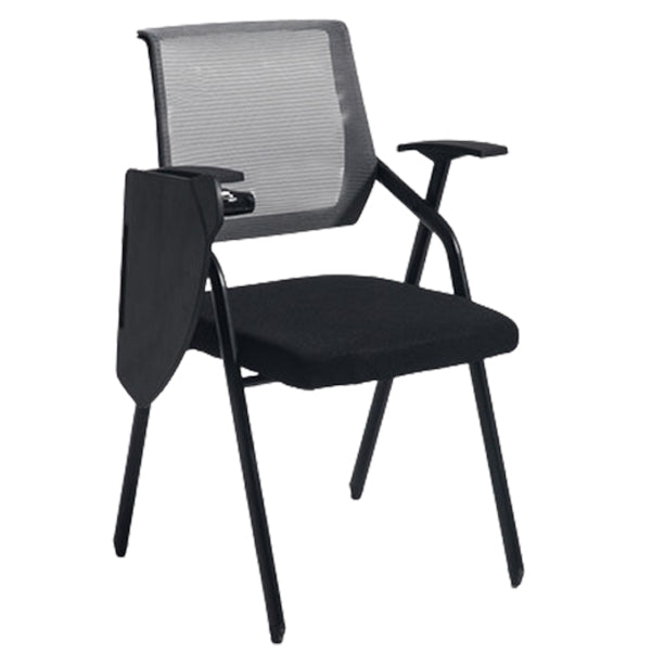 Steel Frame Folding Conference Chair Black Cotton Seat Chair with Fixed Arms