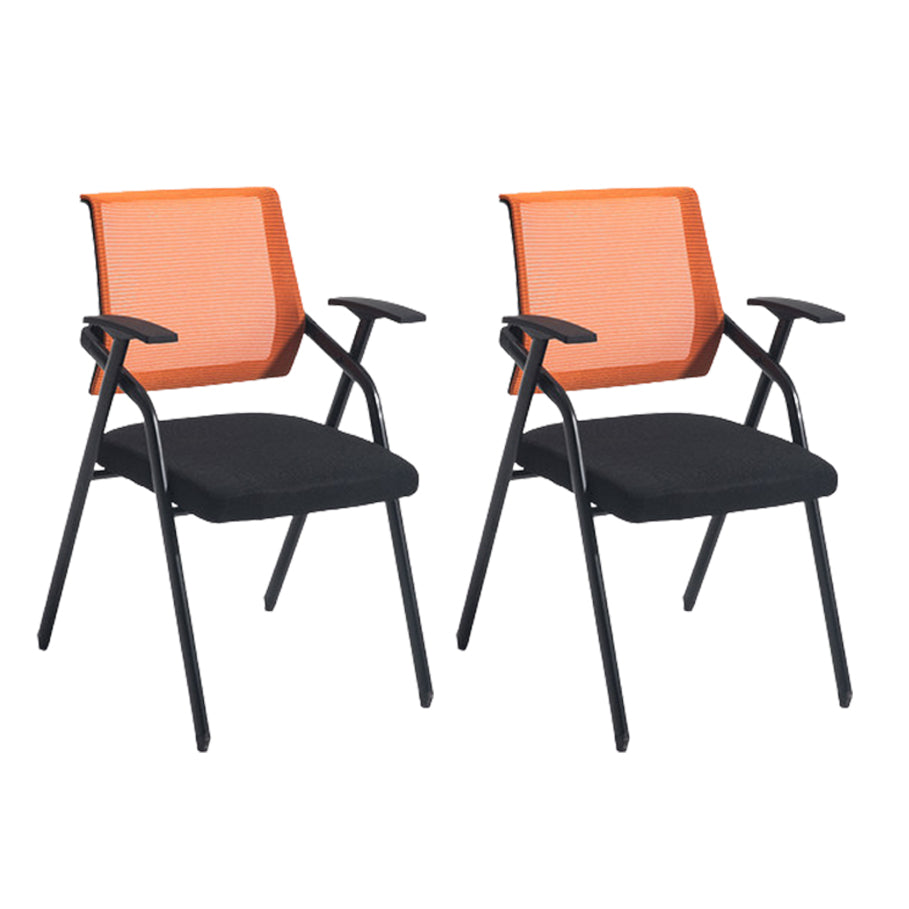 Steel Frame Folding Conference Chair Black Cotton Seat Chair with Fixed Arms