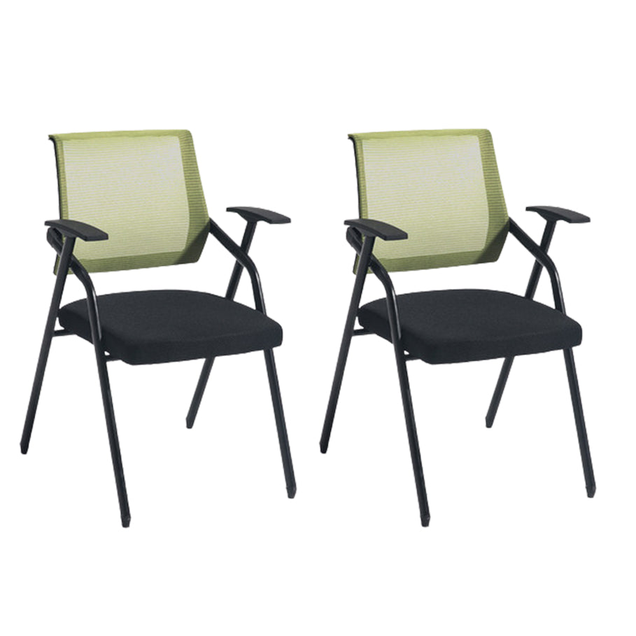 Steel Frame Folding Conference Chair Black Cotton Seat Chair with Fixed Arms