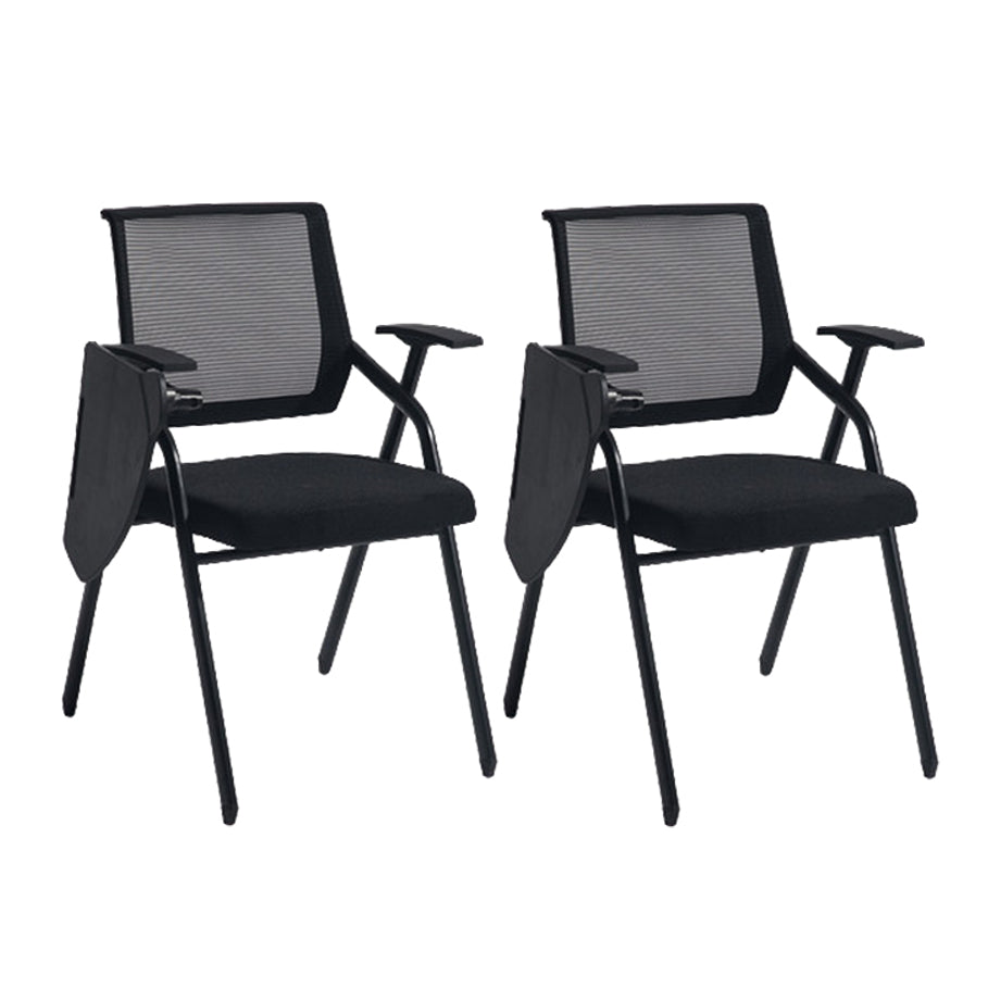 Steel Frame Folding Conference Chair Black Cotton Seat Chair with Fixed Arms