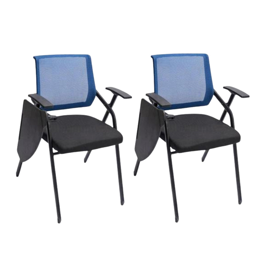 Steel Frame Folding Conference Chair Black Cotton Seat Chair with Fixed Arms