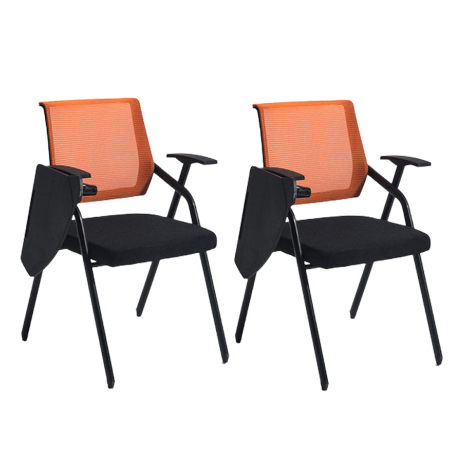 Steel Frame Folding Conference Chair Black Cotton Seat Chair with Fixed Arms