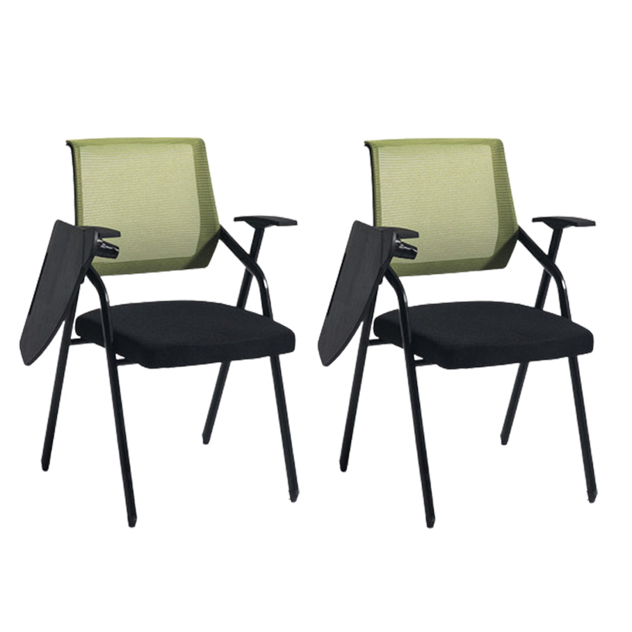 Steel Frame Folding Conference Chair Black Cotton Seat Chair with Fixed Arms