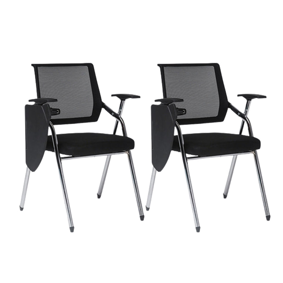 Steel Frame Folding Conference Chair Black Cotton Seat Chair with Fixed Arms