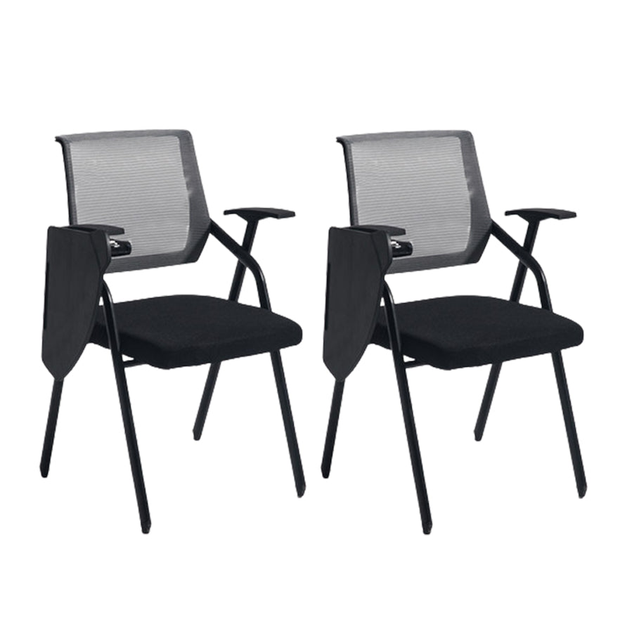 Steel Frame Folding Conference Chair Black Cotton Seat Chair with Fixed Arms