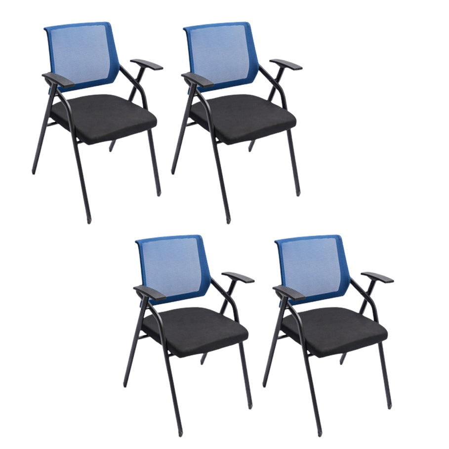 Steel Frame Folding Conference Chair Black Cotton Seat Chair with Fixed Arms