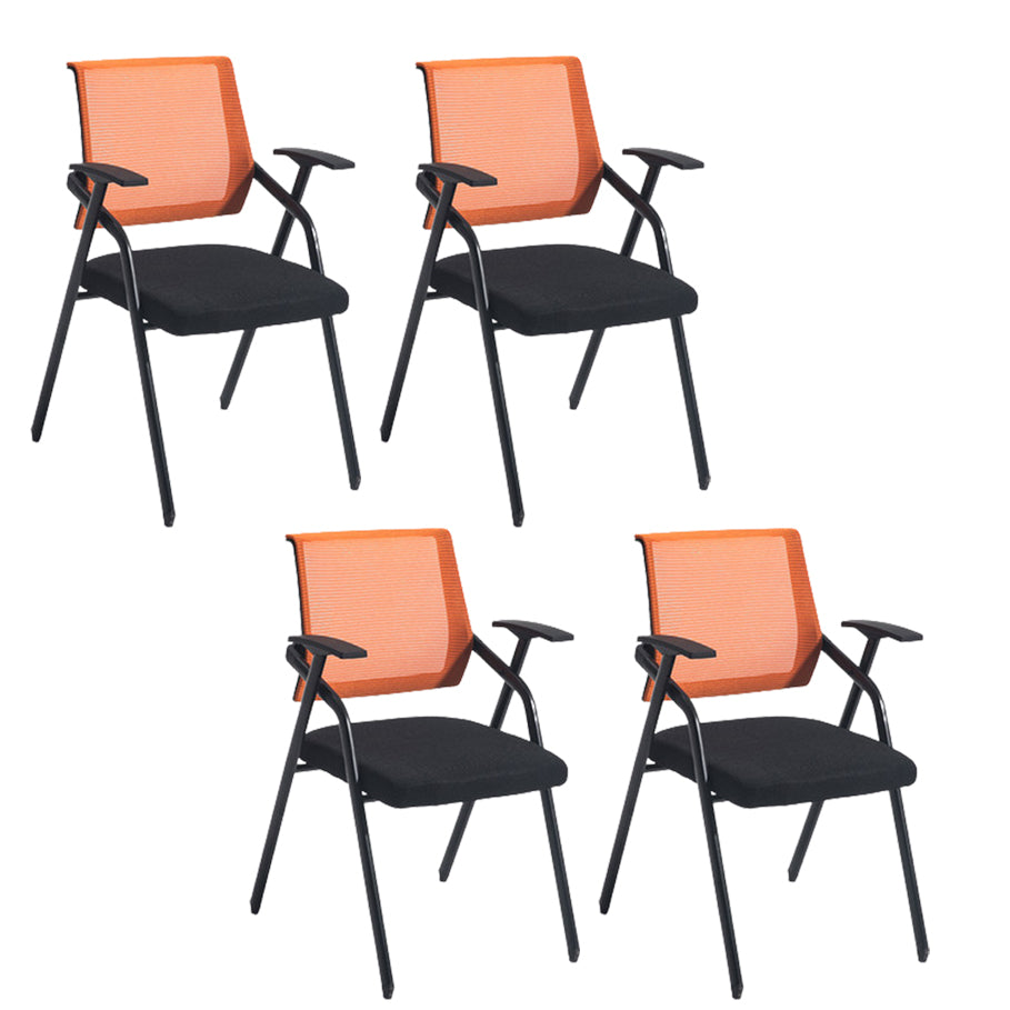 Steel Frame Folding Conference Chair Black Cotton Seat Chair with Fixed Arms